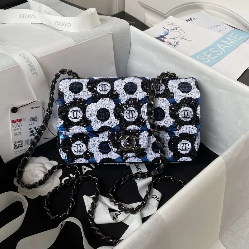 Chanel AS4418 Small Flap Bag Sequins & Ruthenium Finish Metal