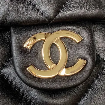 Chanel AS4359 Shopping Bag Shiny Lambskin Gold Metal Black