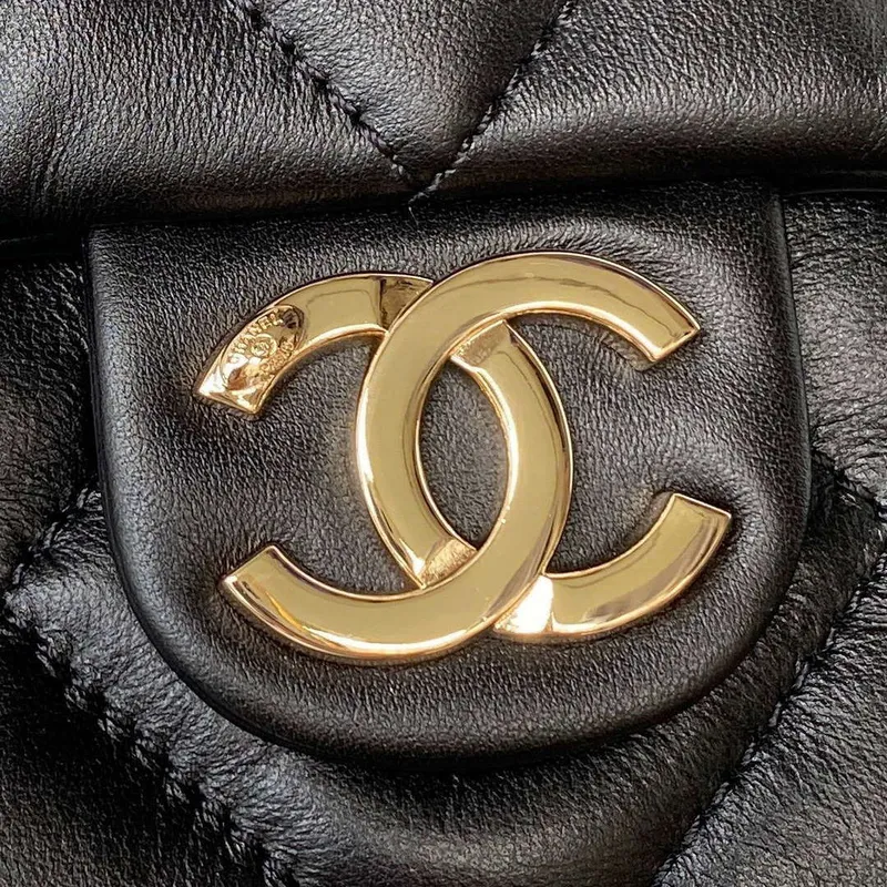 Chanel AS4359 Shopping Bag Shiny Lambskin Gold Metal Black