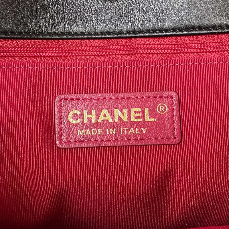 Chanel AS4359 Shopping Bag Shiny Lambskin Gold Metal Black