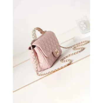Chanel AS4141 Camellia Embossed Flap With top Handle Bag Pink