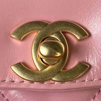 Chanel AS4416 Mini Shopping Bag shiny aged Calfskin gold tone metal Pink
