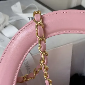 Chanel AS4416 Mini Shopping Bag shiny aged Calfskin gold tone metal Pink