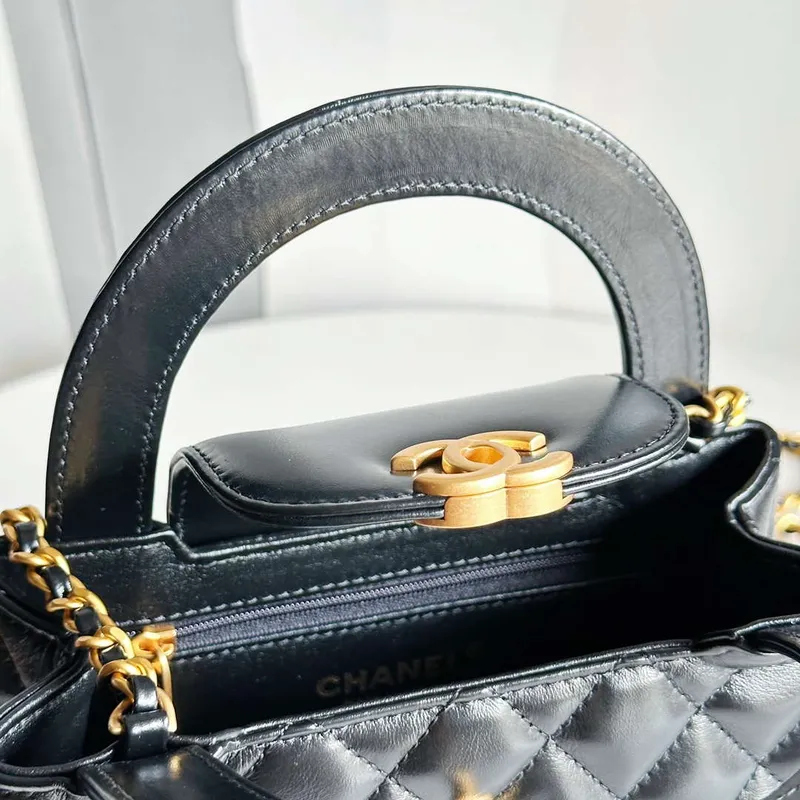 Chanel AS4416 Mini  Shopping Bag shiny aged Calfskin gold tone metal Black