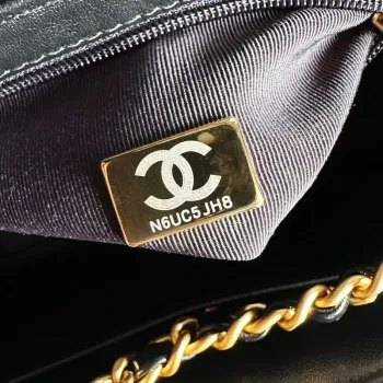 Chanel AS4416 Mini  Shopping Bag shiny aged Calfskin gold tone metal Black