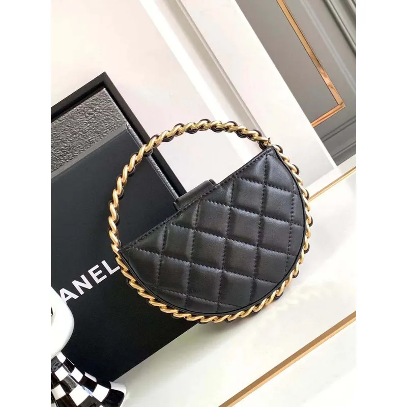 Chanel AP3584 Pouch Mixed Fibers Calfskin & Gold Tone Metal Black