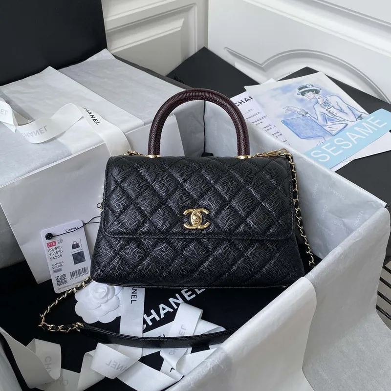 Chanel A92990 Medium Flap Bag With Top Handle Bag Black