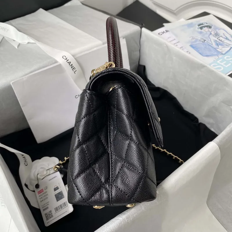 Chanel A92990 Medium Flap Bag With Top Handle Bag Black