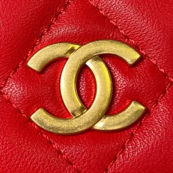 Chanel AP3484 CLUTCH WITH CHAIN Shiny Lambskin & Gold Tone Metal Red