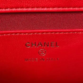 Chanel AP3484 CLUTCH WITH CHAIN Shiny Lambskin & Gold Tone Metal Red