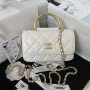 Chanel AP3484 CLUTCH WITH CHAIN Shiny Lambskin & Gold Tone Metal White