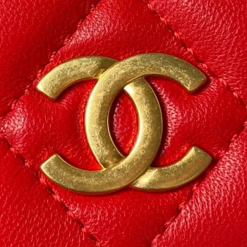 Chanel AP3485 Clutch With Chain Shiny Lambskin & Gold Tone Metal Red