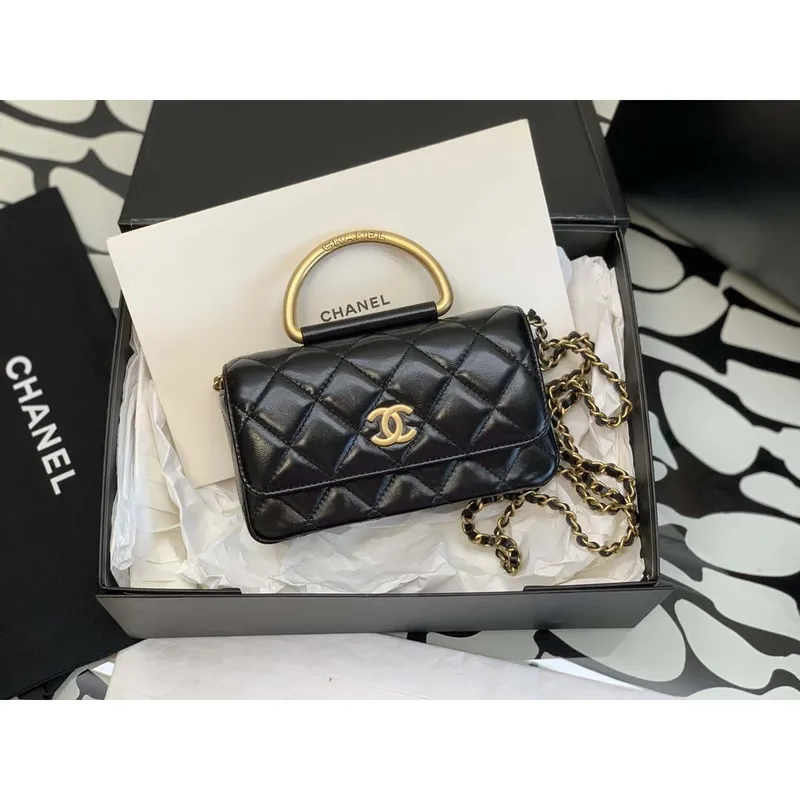 Chanel AP3484 CLUTCH WITH CHAIN Shiny Lambskin & Gold Tone Metal