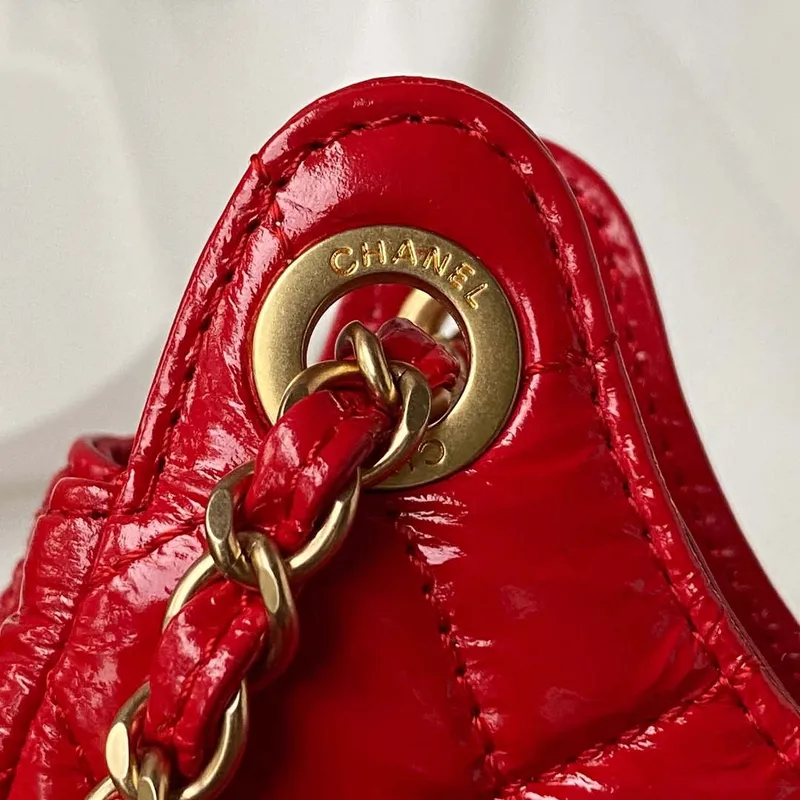 Chanel AS4323 Small Hobo Bag Shiny Crumpled Calfskin Gold Metal Red