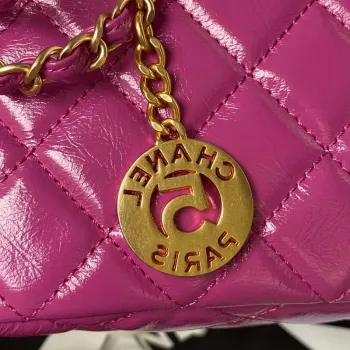 Chanel AS4323 Small Hobo Bag Shiny Crumpled Calfskin Gold Metal Purple