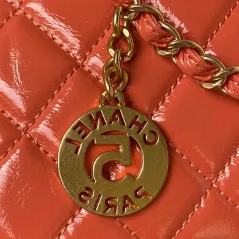 Chanel AS4323 Small Hobo Bag Shiny Crumpled Calfskin Gold Metal Orange