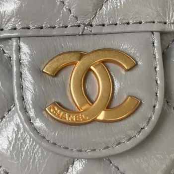 Chanel AS4323 Small Hobo Bag Shiny Crumpled Calfskin Gold Metal Gray