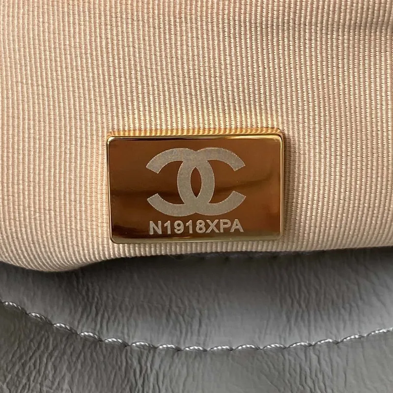 Chanel AS4323 Small Hobo Bag Shiny Crumpled Calfskin Gold Metal Gray