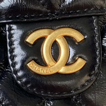 Chanel AS4323 Small Hobo Bag Shiny Crumpled Calfskin Black Gold Metal