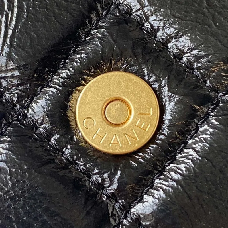 Chanel AS4323 Small Hobo Bag Shiny Crumpled Calfskin Black Gold Metal