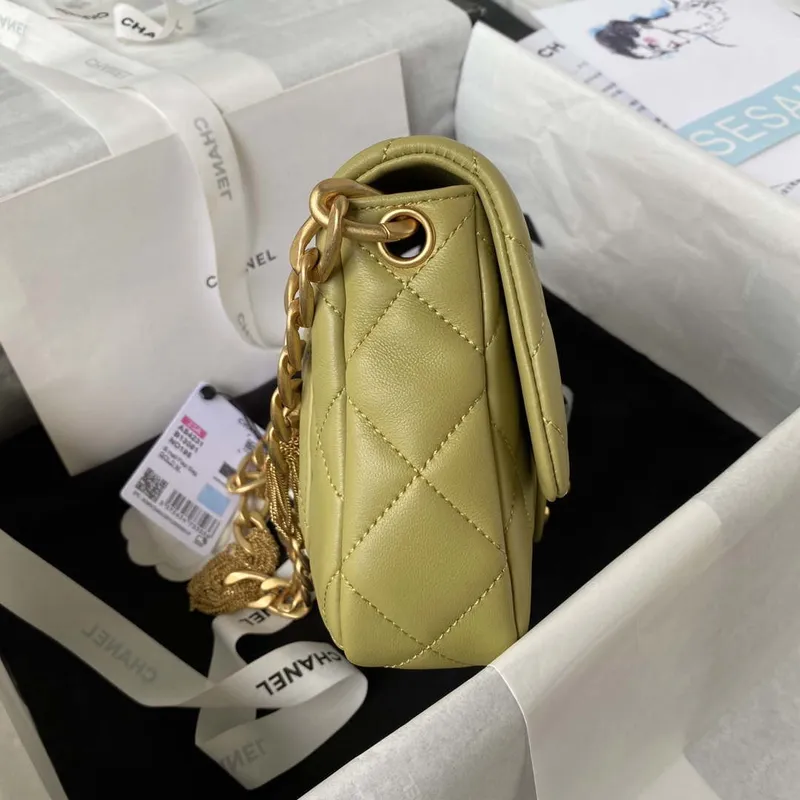 Chanel AS4231 Small Flap Bag Lambskin Yellow