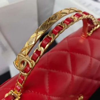 Chanel AS4306 Small Flap bag with Handle Lambskin Red
