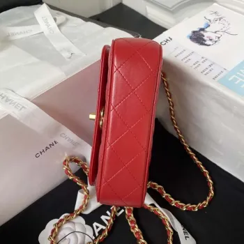 Chanel AS4306 Small Flap bag with Handle Lambskin Red