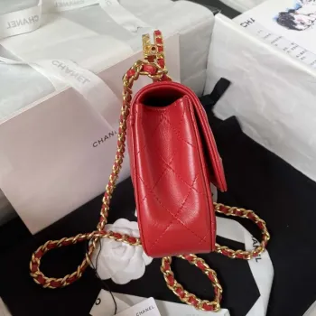 Chanel AS4306 Small Flap bag with Handle Lambskin Red