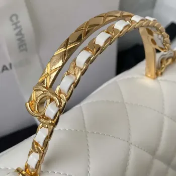 Chanel AS4306 Small Flap bag with Handle Lambskin white