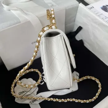 Chanel AS4306 Small Flap bag with Handle Lambskin white