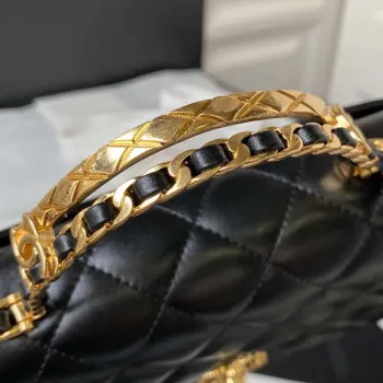 Chanel AS4307 Flap bag with Handle Lambskin Black