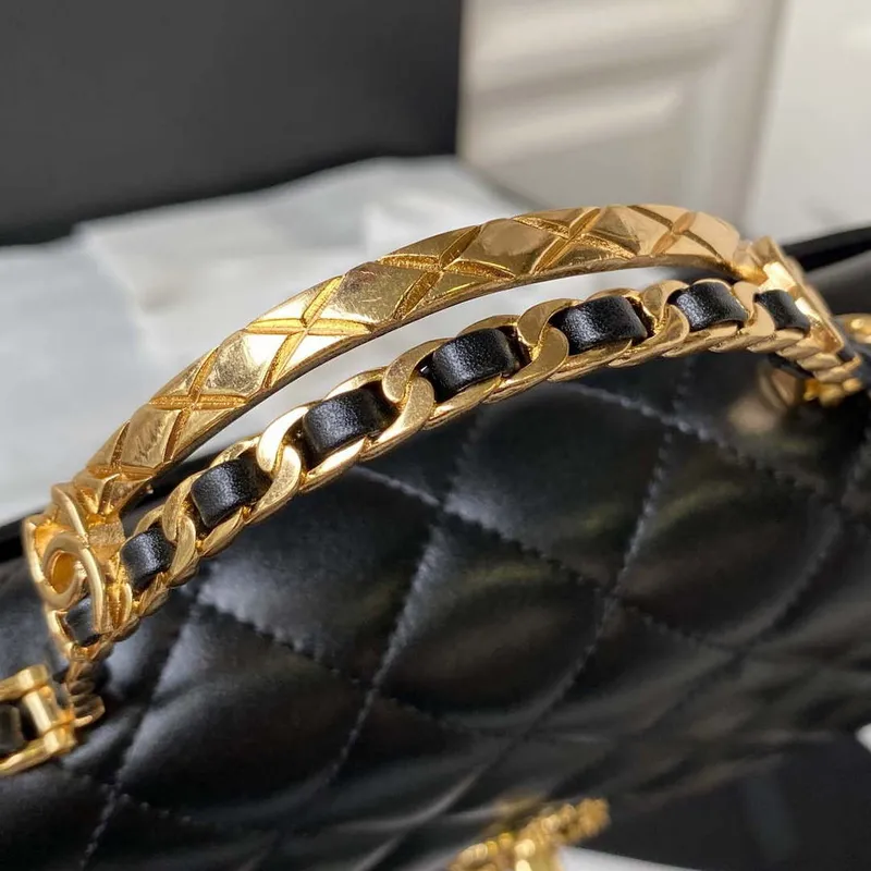 Chanel AS4307 Flap bag with Handle Lambskin Black