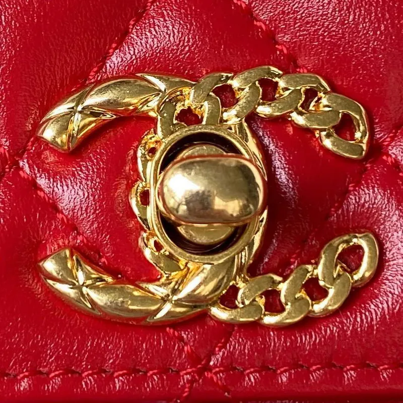 Chanel AS4307 Flap bag with Handle Lambskin Red