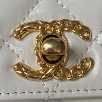 Chanel AS4307 Flap bag with Handle Lambskin white