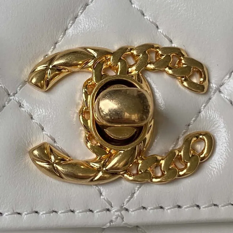 Chanel AS4307 Flap bag with Handle Lambskin white