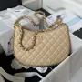 Chanel AS4368 Large HOBO Bag Shiny Crumpled Lambskin & Gold Tone Metal Apricot