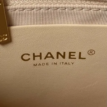 Chanel AS4368 Large HOBO Bag Shiny Crumpled Lambskin & Gold Tone Metal Apricot