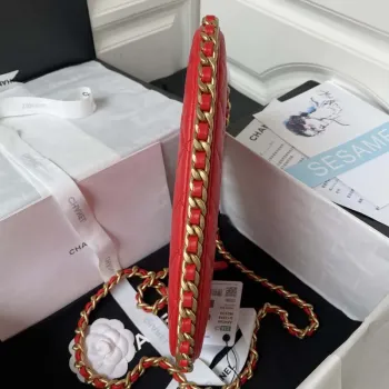 Chanel AS4368 Large HOBO Bag Shiny Crumpled Lambskin & Gold Tone Metal Red