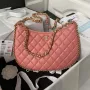 Chanel AS4368 Large HOBO Bag Shiny Crumpled Lambskin & Gold Tone Metal Pink