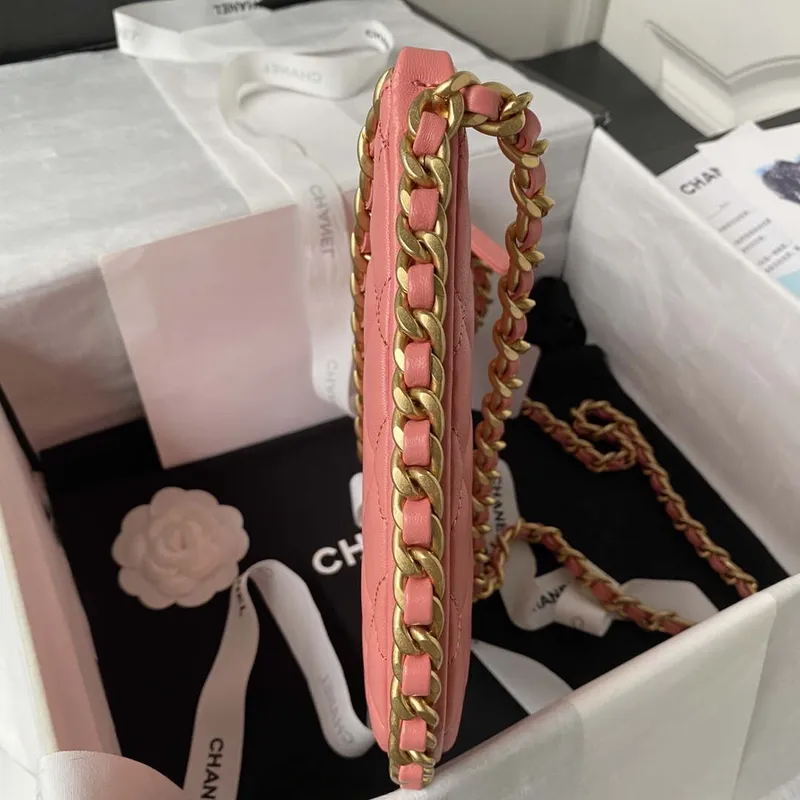 Chanel AS4368 Large HOBO Bag Shiny Crumpled Lambskin & Gold Tone Metal Pink