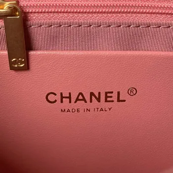 Chanel AS4368 Large HOBO Bag Shiny Crumpled Lambskin & Gold Tone Metal Pink