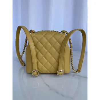 Chanel AS3860 Backpack Shiny Lambskin Gold Yellow