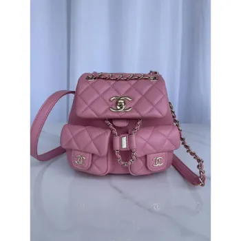 Chanel AS3860 Backpack Shiny Lambskin Gold Pink