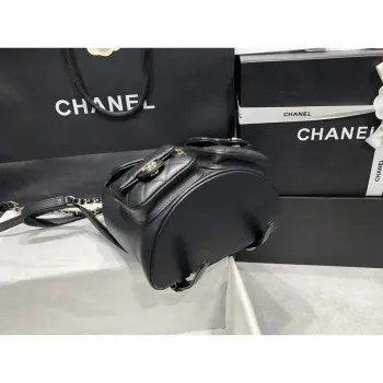 Chanel AS3860 Backpack Shiny Lambskin Gold Black