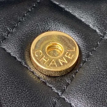 Chanel AP3512 Flap Phone Holder With Chain Lambskin Imitation Pearls Enamel & Gold Black