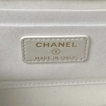 Chanel AP3512 Flap Phone Holder With Chain Lambskin Imitation Pearls Enamel & Gold White