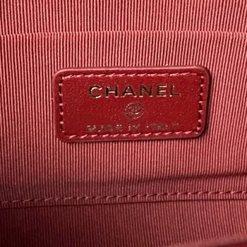 Chanel AP3512 Flap Phone Holder With Chain Lambskin Imitation Pearls Enamel & Gold Wine red