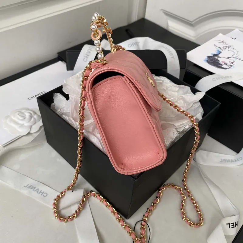Chanel AP3513 Woc Clutch With Chain lambskin Imitation Pearls Enamel & Gold Pink