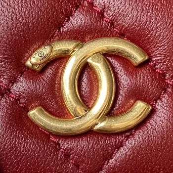 Chanel AP3513 Woc Clutch With Chain lambskin Imitation Pearls Enamel & Gold Wine Red