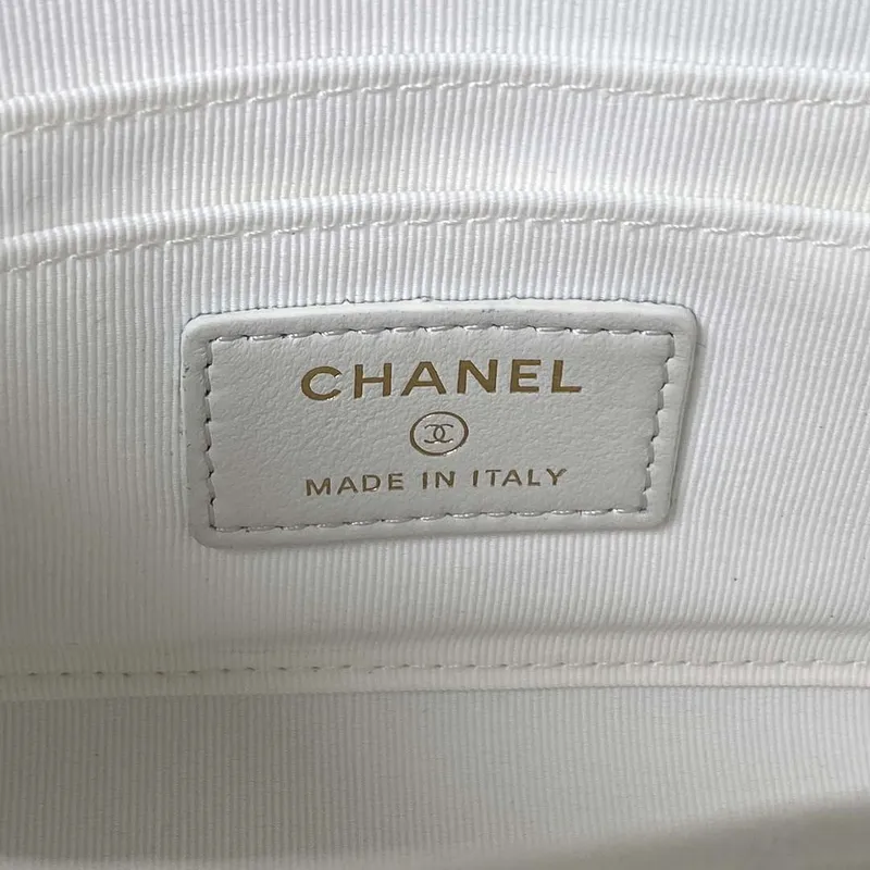 Chanel AP3513 Woc Clutch With Chain lambskin Imitation Pearls Enamel & Gold White